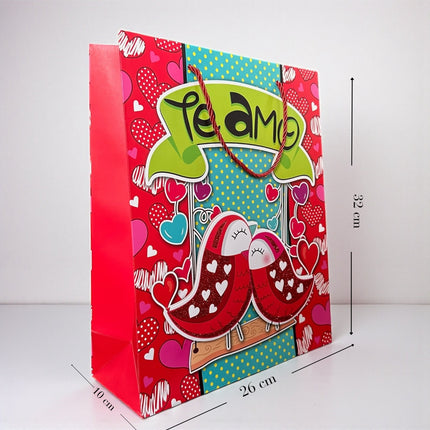 12 Bolsas para Regalo G 3D "San Valentin" $16.5 c/u