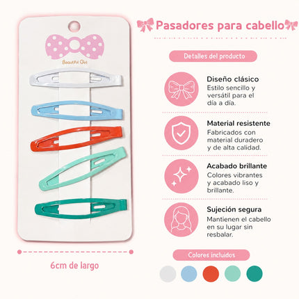 12 Sets de Pasadores/Cucas de Colores $5 c/u