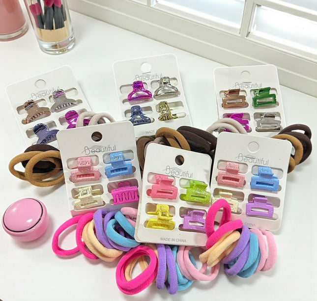 12 Sets Donas Colores y Pincitas para cabello $13 c/u