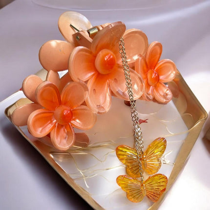 12 Pinzas Premium Flores Grandes con Maripositas $16.6 c/u