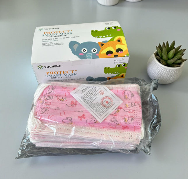 Caja con 50 piezas de Cubrebocas Infantil Estampados Niña-Niño