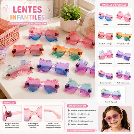6 Lentes Moda Infantiles Figuras $11.5 c/u