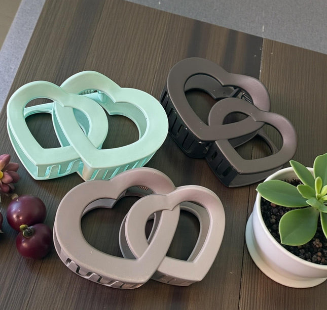 12 Pinzas Corazones Dobles Colores Matte $8.25 c/u