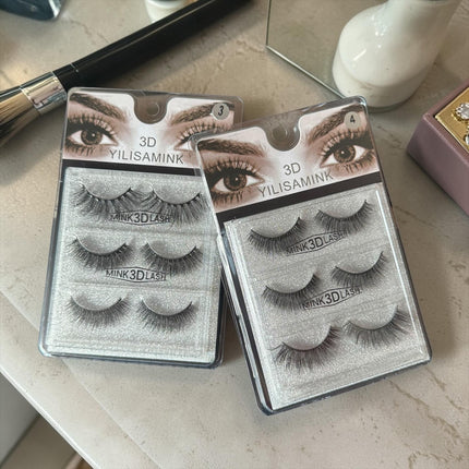 12 Sets de 3 Pestañas Postizas Milk 3D $24 c/u