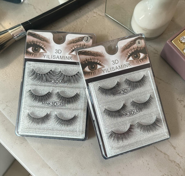 12 Sets de 3 Pestañas Postizas Milk 3D $24 c/u