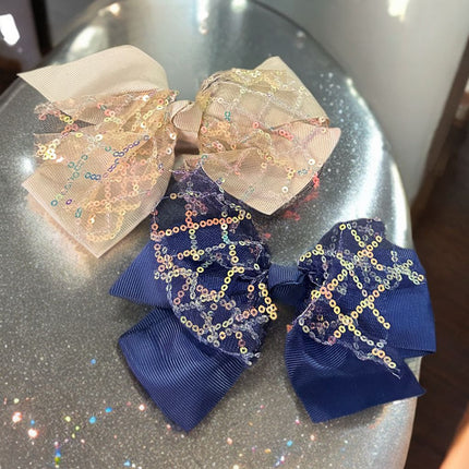 12 Moños Dobles con Lentejuelas Colores $6.5 c/u