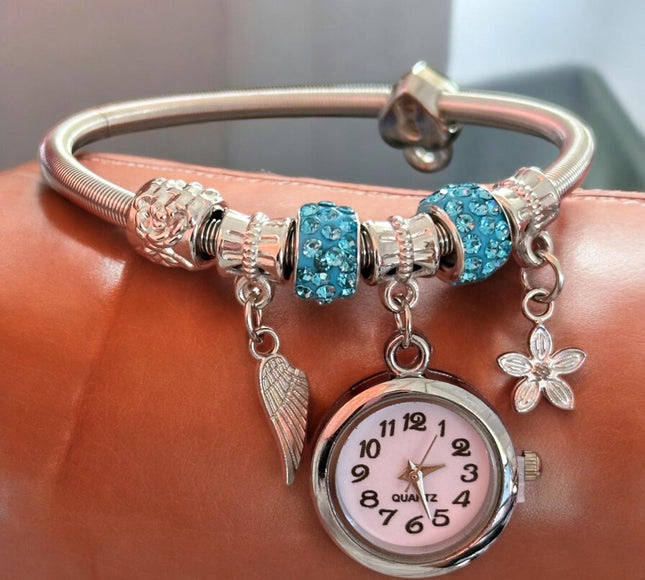 12 Pulseras Con Reloj y Dijes Tipo Pandora $39 c/u – Amores Oficial
