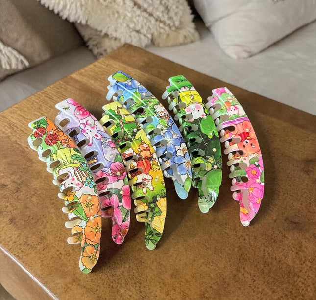 12 Pinzas Bananas con Pedreria Colores $11 c/u