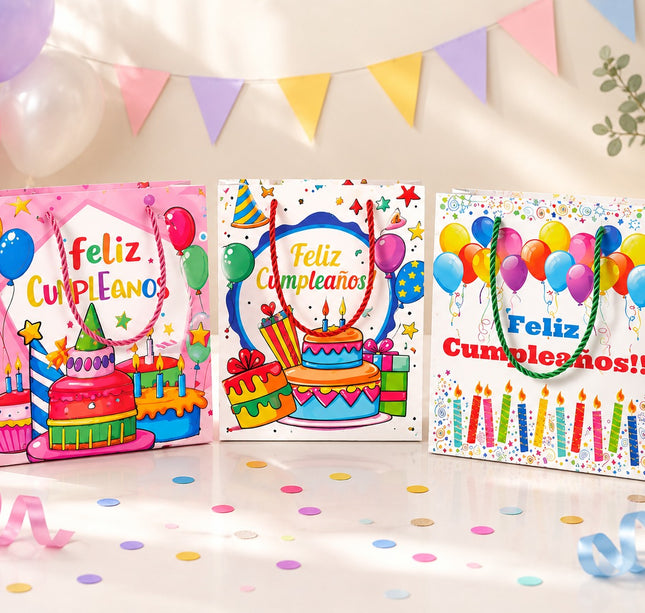 Exclusivo Tienda en linea 💥💎 12 Bolsas para Regalo "Feliz Cumpleaños" Hermosa $7.5 c/u