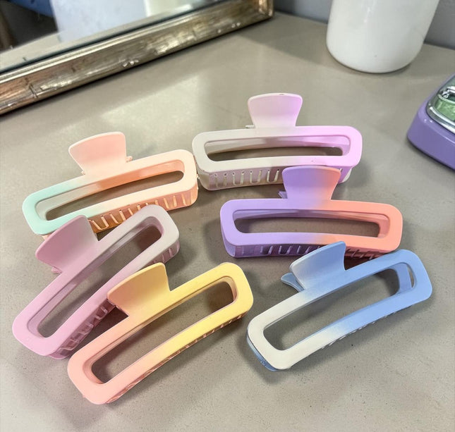12 Pinzas Bicolor Difuminadas Grandes $10.5 c/u