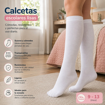 12 Calceta escolar Blanca 9-13 $12.8 c/u