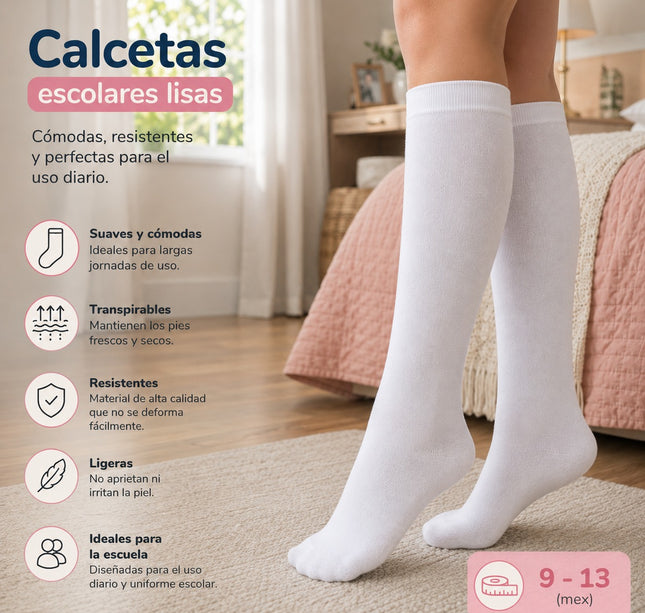12 Calceta escolar Blanca 9-13 $12.8 c/u