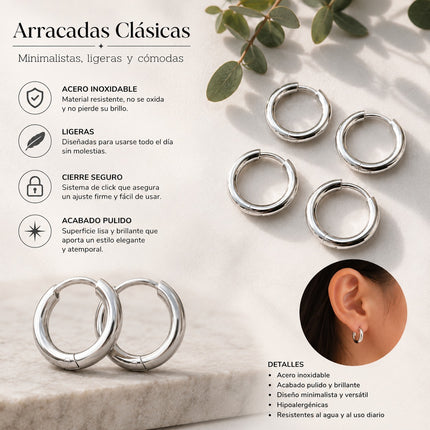 Exclusivo Tienda en linea 💥💎12 Aretes Arracadas Mini de Acero Inoxidable Plateadas $9.8 c/u