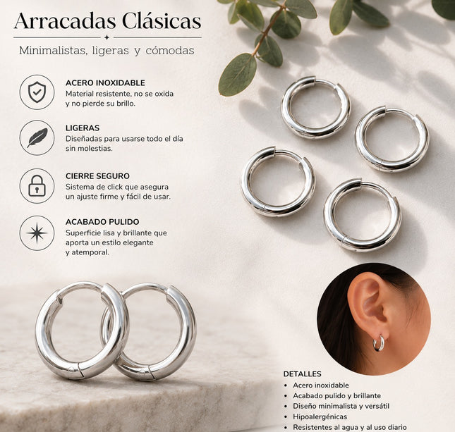 Exclusivo Tienda en linea 💥💎12 Aretes Arracadas Mini de Acero Inoxidable Plateadas $9.8 c/u