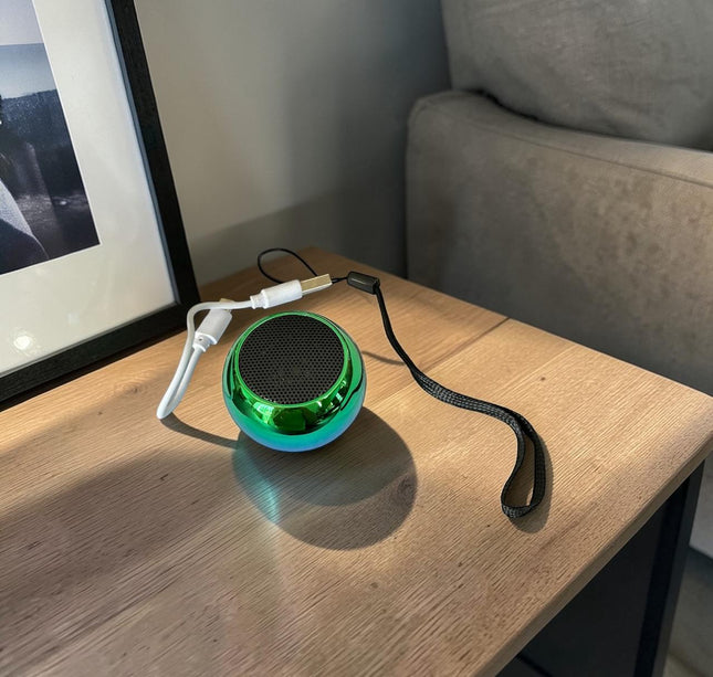 Bocina pequeña circular portátil inalámbrica Bluetooth Colores Metalicos