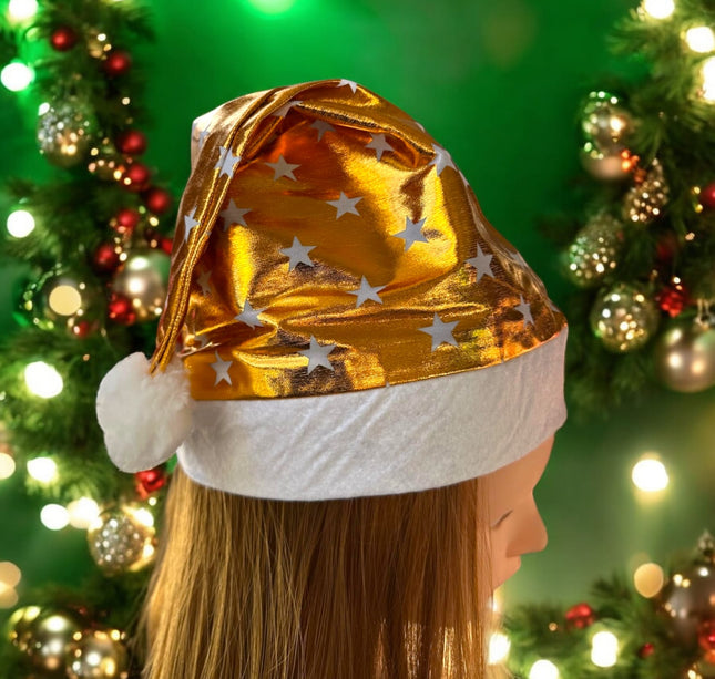 12 Gorros Navideño Metalico Decorado Rojo/Amarillo $14.17 c/u