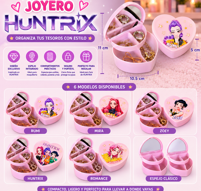 Joyero Guerreras K-Pop con Espejo en Forma de Corazon