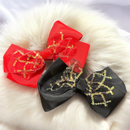 12 Moños Colores Dobles con Lentejuelas $6.3 c/u