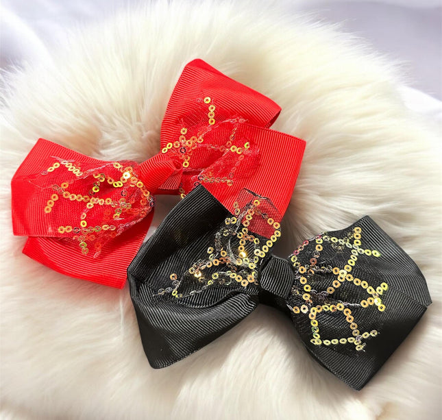 12 Moños Colores Dobles con Lentejuelas $6.3 c/u