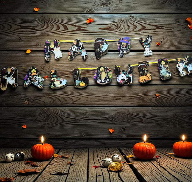 6 Guirnaldas "Happy Halloween" Letras $19 c/u