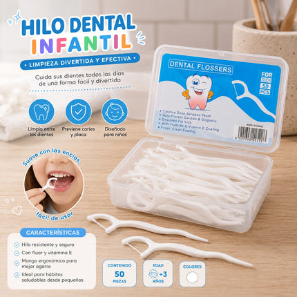 12 Cajas con Hilos Dentales Infantil con Agarradera $6.5 c/u