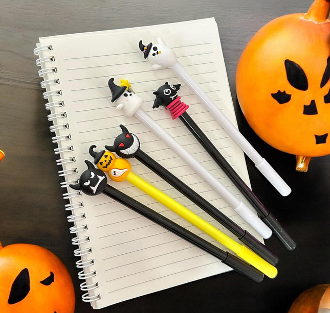 12 Lapiceros de Gel Halloween Figurita $5.5 c/u