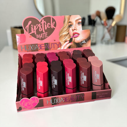 12 Labiales Matte "Corazón" Huxia $11 c/u