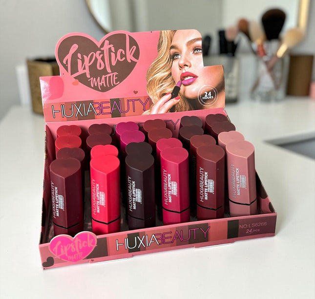 12 Labiales Matte "Corazón" Huxia $11 c/u