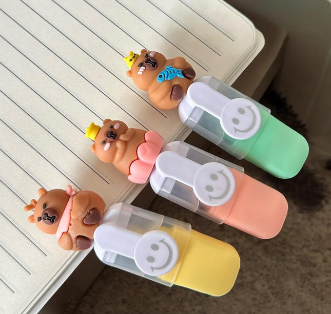 3 Sets de 6 marcatextos Capibaras $45 c/u