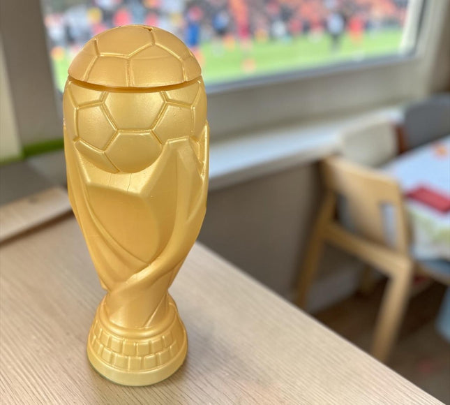 2 Alcancia "Copa Mundial" Dorada $35 c/u
