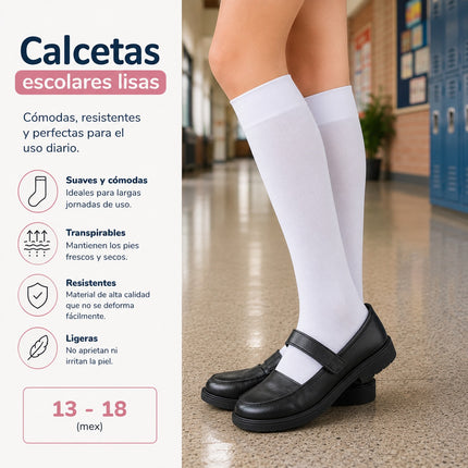 12 Calceta escolar Blanca 13-18 $12.8 c/u