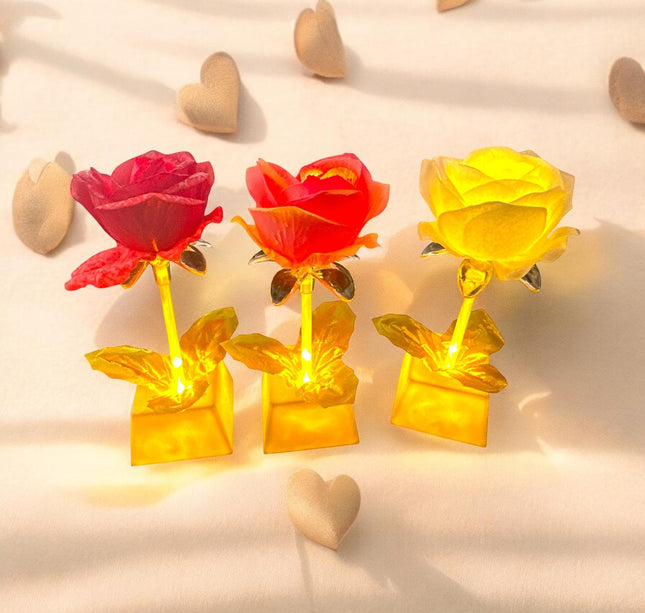 3 Rosas Eternaa de Luz con Base $45 c/u