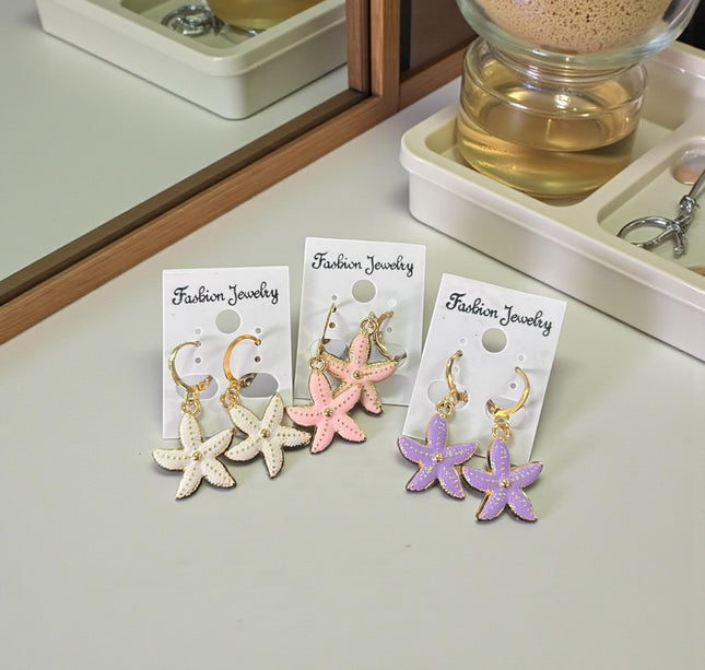 12 Aretes Estrellas de Mar Colores $9 c/u