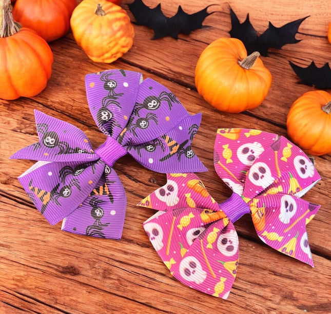 12 Moñitos Halloween Estampados  $6 c/u