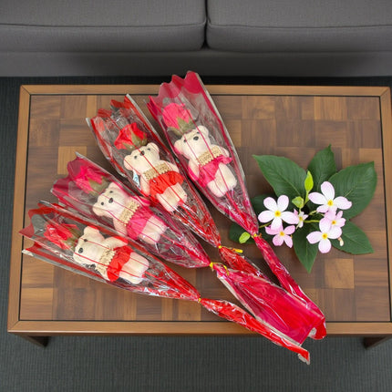 12 Rosa con Osito Individual $19.5 c/u