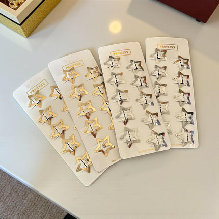12 Sets de 10 Estrellas Cuquitas/Pasador Doradas/Plateadas $13 c/u