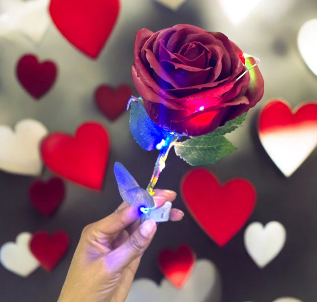 3 Rosa de Regalo con Luz y Tarjeta San Valentín $55 c/u