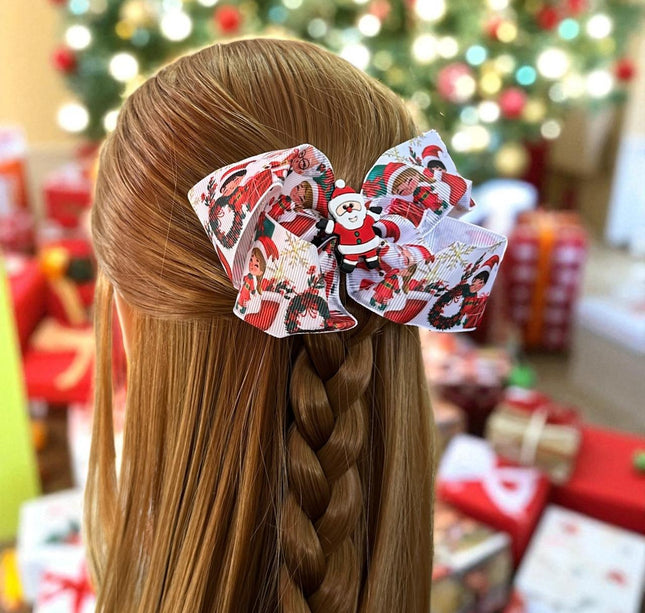 12 Moños Navideños Estampados Figuras $6.3 c/u