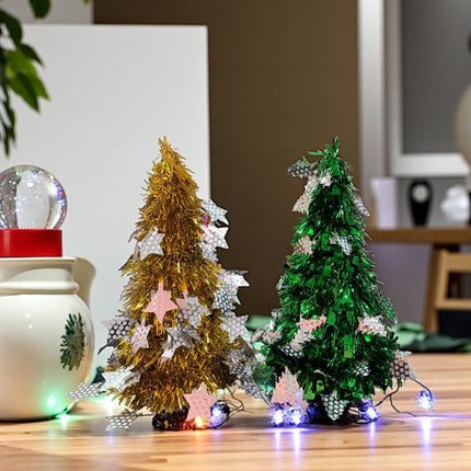 Arbol de Navidad para Escritorio Decorado Verde/Dorado