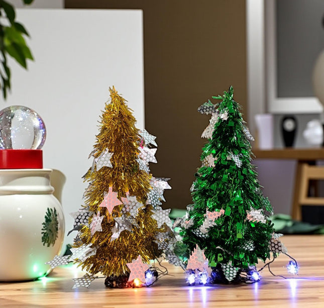 Arbol de Navidad para Escritorio Decorado Verde/Dorado