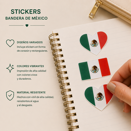 12 Sets de 5 Planillas de Stickers Bandera de Mexico $7.5 c/u
