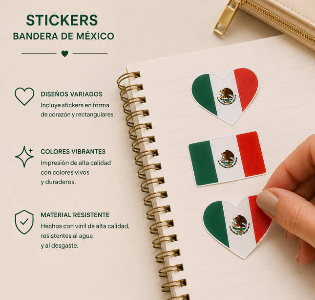 12 Sets de 5 Planillas de Stickers Bandera de Mexico $7.5 c/u