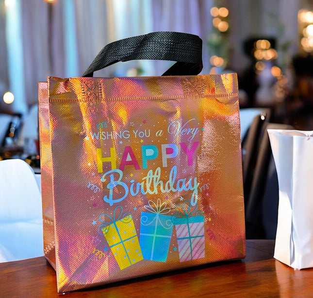12 Bolsas "Happy BirthDay" Reutilizables $6.9 c/u
