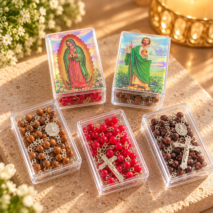 12 Rosario Devocional con Estuche Holográfico $15.75 c/u