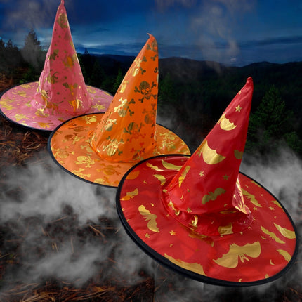 6 Sombreros brujita con estampado $14.9 c/u