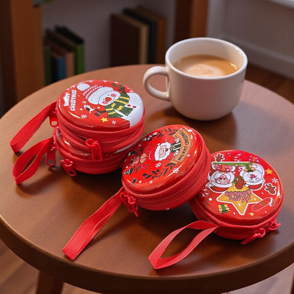 12 Monederos Navideños Circulares Metalicos con Cierre  $13.55 c/u