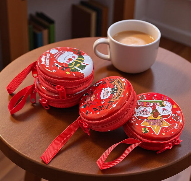 12 Monederos Navideños Circulares Metalicos con Cierre  $13.55 c/u