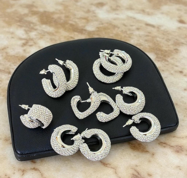 12 Aretes Pedreria Hermosa Dorada/Plateada $19 c/u