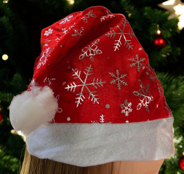 12 Gorros Navideño Decorado con copos de Nieve $9.2 c/u