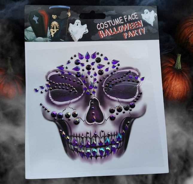 12 Sticker para rostro pedreria Halloween $10.5 c/u